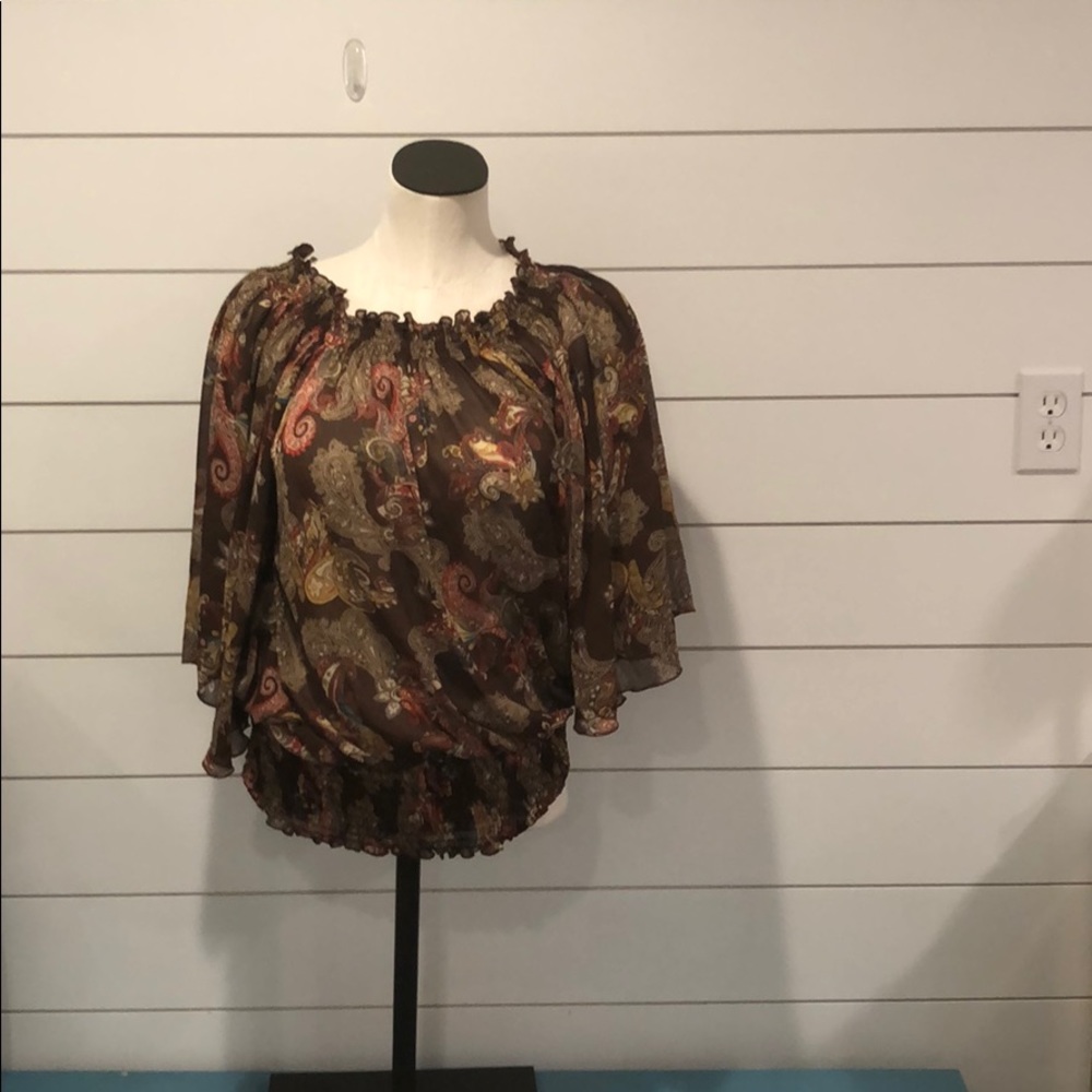Sam & Max brown floral lightweight blouse